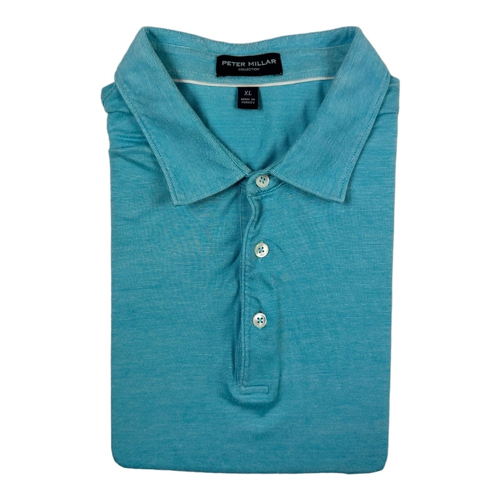 Peter Millar Collection Blue Striped Performance Mens Golf Polo Size XL